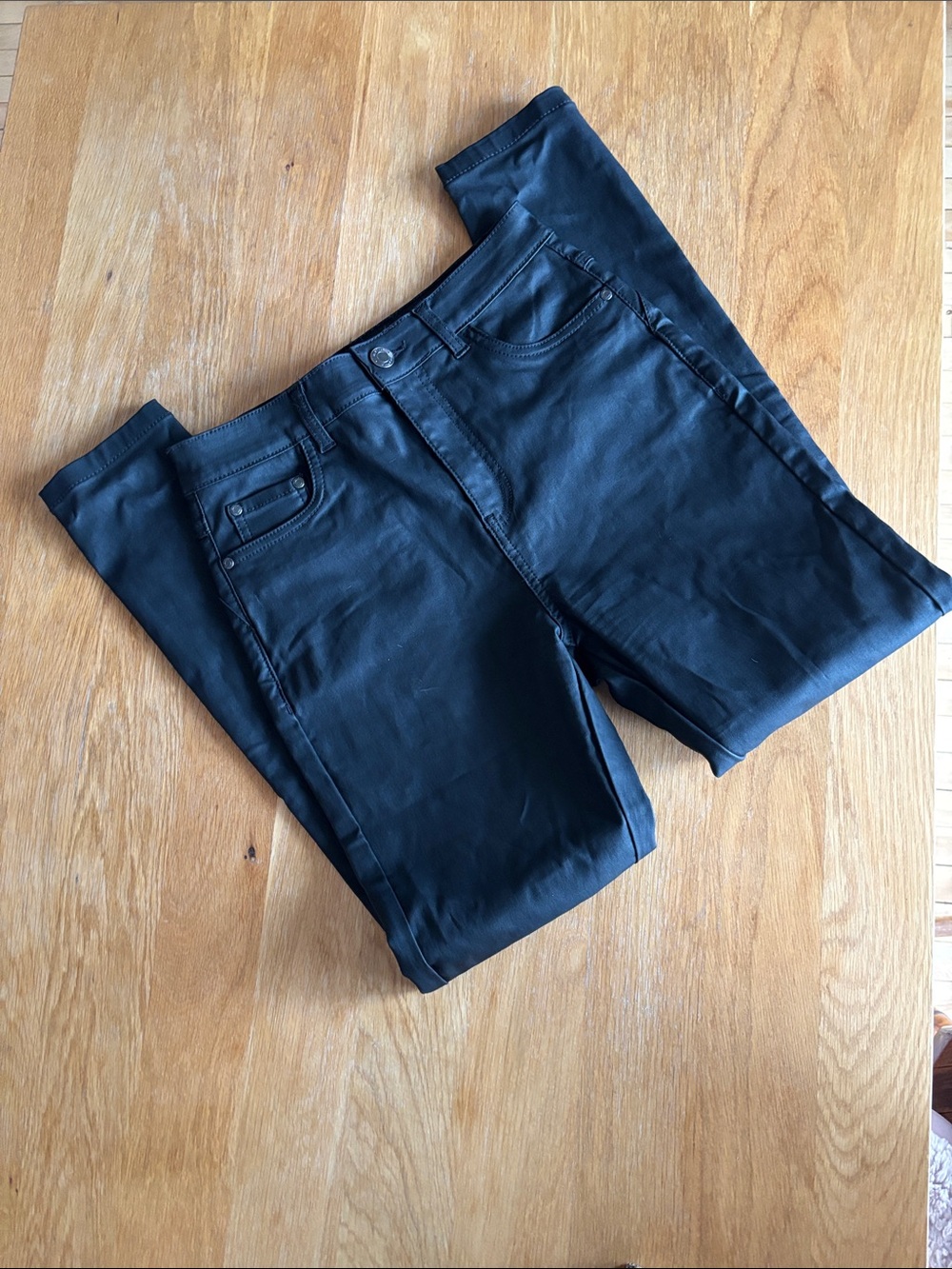 Women’s Black waxed skinny jeans